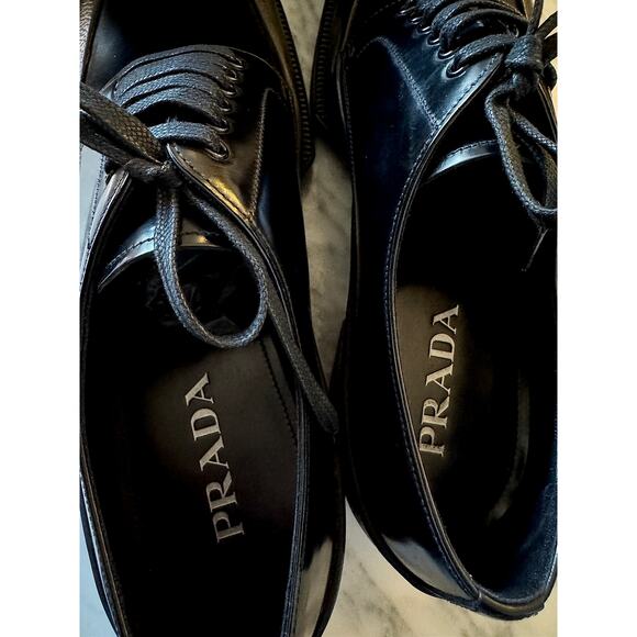 Prada NWB Black Spazzolato Square Toe Derby Oxfords main image 6